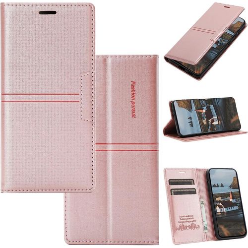 Coque Samsung Galaxy S20 Ultra, Etui Samsung S20 Ultra [Magntique] Tpu Antichoc Housse Cuir Pour Samsung S20 Ultra [Fentes Pour Cartes] [Etui Rabat] Flip Case Pour Samsung S20 Ultra (Rose)