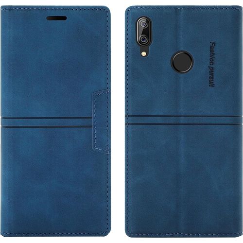 Coque Huawei P Smart 2019/Honor 10 Lite, Protection Etui [Magntique] Tpu Antichoc Housse Cuir Premium En Cuir Pu [Fentes Pour Cartes] [Etui Rabat] [Pochette De Portefeuille] (Bleu)
