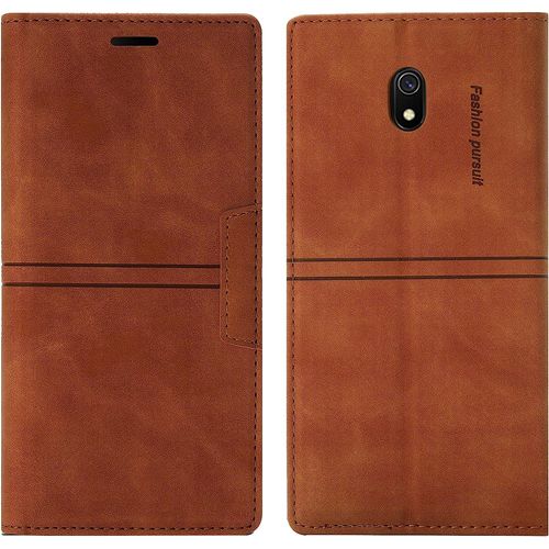 Coque Xiaomi Redmi 8a/Redmi 8, Etui Xiaomi Redmi 8a/Redmi 8 [Magntique] Tpu Antichoc Housse Cuir Premium En Cuir Pu [Fentes Pour Cartes] [Etui Rabat] [Pochette De Portefeuille] (Brun)