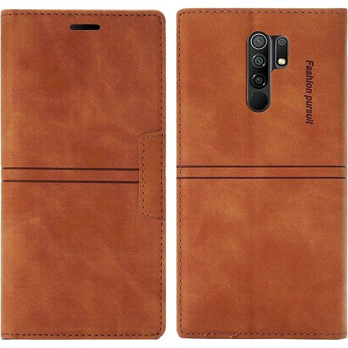 Coque Xiaomi Redmi 9, Etui Portefeuille Xiaomi Redmi 9 [Magntique] Tpu Antichoc Housse Cuir Premium En Cuir Pu [Fentes Pour Cartes] [Etui Rabat] [Pochette De Portefeuille] Flip Case (Brun)