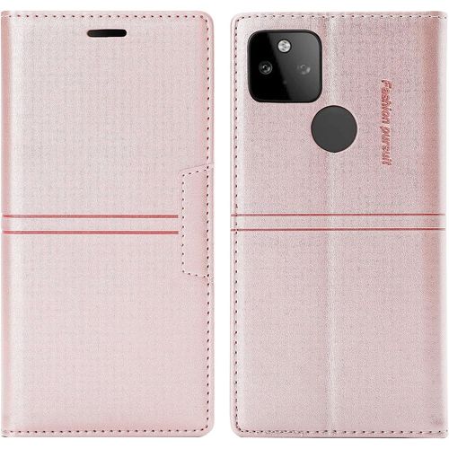 Coque Google Pixel 5a 5g, Etui Google Pixel 5a 5g [Magntique] Tpu Antichoc Housse Cuir Premium En Cuir Pu [Fentes Pour Cartes] [Etui Rabat] [Pochette De Portefeuille] Flip Case (Rose)