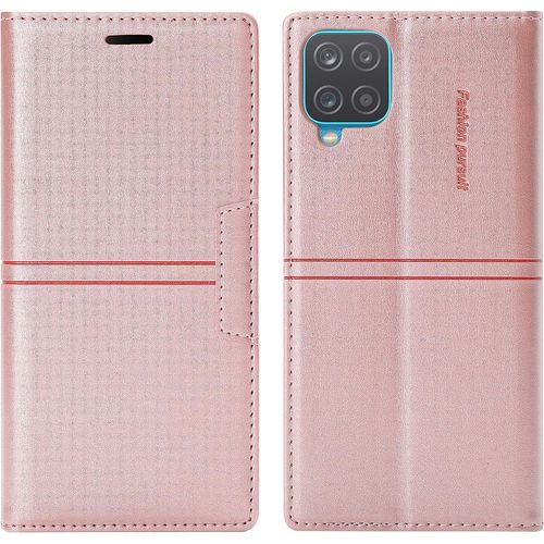 Coque Samsung Galaxy A12 5g, Etui Portefeuille Samsung A12 5g [Magntique] Tpu Antichoc Housse Cuir Pour Samsung A12 5g [Fentes Pour Cartes] [Etui Rabat] Flip Case Pour Samsung A12 5g (Rose)