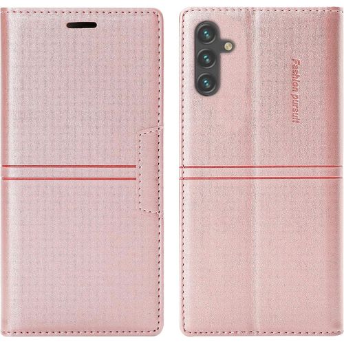 Coque Samsung Galaxy A34 5g, Etui Portefeuille Samsung A34 5g [Magntique] Tpu Antichoc Housse Cuir Pour Samsung A34 5g [Fentes Pour Cartes] [Etui Rabat] Flip Case Pour Samsung A34 5g (Rose)