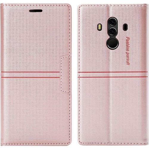 Coque Huawei Mate 10 Pro, Etui Portefeuille Huawei Mate 10 Pro [Magntique] Tpu Antichoc Housse Cuir Premium En Cuir Pu [Fentes Pour Cartes] [Etui Rabat] [Pochette De Portefeuille] (Rose)