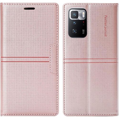 Coque Xiaomi Redmi Note 10 4g/Redmi Note 10s, Protection Etui [Magntique] Tpu Antichoc Housse Cuir Premium En Cuir Pu [Fentes Pour Cartes] [Etui Rabat] [Pochette De Portefeuille] (Rose)