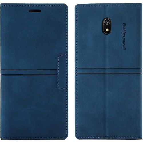 Coque Xiaomi Redmi 8a/Redmi 8, Etui Xiaomi Redmi 8a/Redmi 8 [Magntique] Tpu Antichoc Housse Cuir Premium En Cuir Pu [Fentes Pour Cartes] [Etui Rabat] [Pochette De Portefeuille] (Bleu)