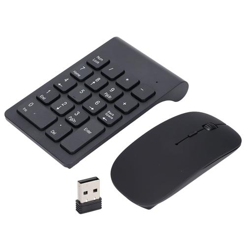 Pavé Numérique sans Fil avec Souris, 2,4 GHz sans Fil 18 Touches Pavé Numérique 1200 DPI Souris Ultra-Mince Combo Plug and Play Pavé Numérique pour Bureau à Domicile