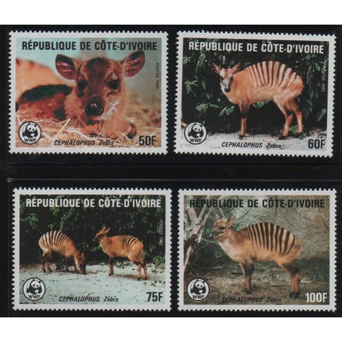 Côte D' Ivoire Timbres Animaux En Voie D'extinction 1985