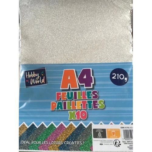 Paquet De 10 Feuilles Épaisses ( 210 G ) Pailletées - Travaux Manuels