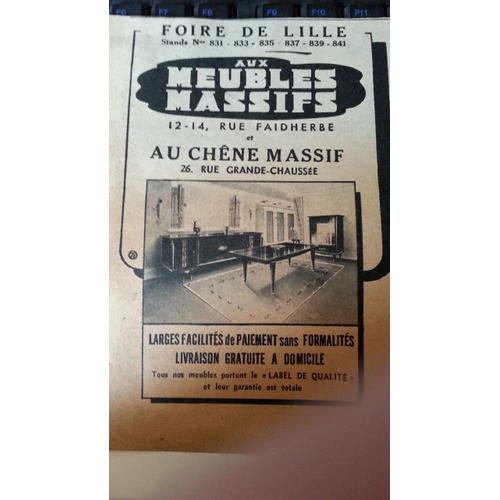 Ancienne Publicité Papier: Magasin Aux Meubles Massifs À Lille, Parue Dans La Presse En 1955