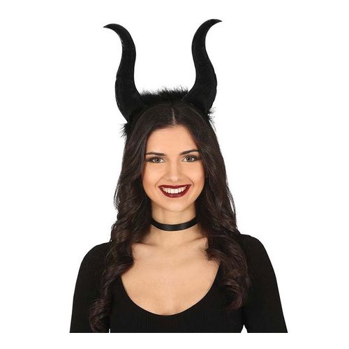 Bandeau De Démon Noir Avec Hautes Cornes