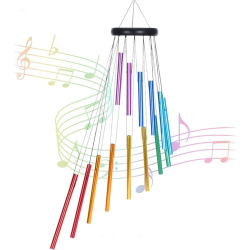 Carillon éolien extérieur, carillon éolien en tube d'aluminium 14 couleurs, décoration d'arbre de moulin à vent jardin extérieur ou intérieur (couleur)