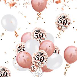 50 ans or rose déco anniversaire, bannière joyeux anniversaire
