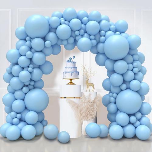 Ballon Bleu Pastel, 130 Pièces Kit Arche Ballon Bleus Clair, 18 12 10 5 Pouce Guirlande Ballons De Baudruche, Latex Helium Gonflable Pour Ballons Anniversaire Mariage Bapteme Décorations