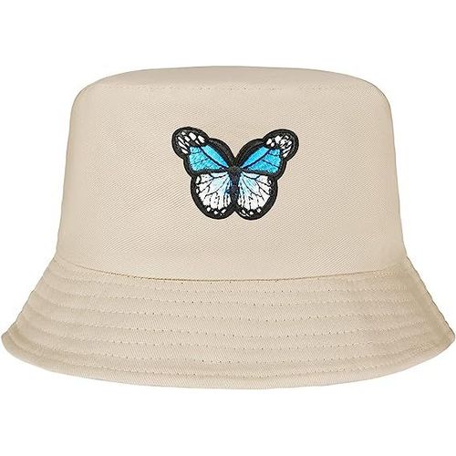 Chapeau De Pêcheur Femmes Chapeau De Soleil Seau Chapeaux Coton Bob Chapeau Pliable Crème Solaire Chapeau Pour Femmes Hommes Activité, Papillon