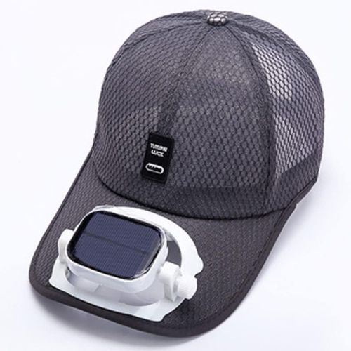 Casquette De Baseball Pour Homme Avec Ventilateur Solaire, Casquettes De Chapeaux De Soleil De Plage En Maille D'été, Solaire/Usb, Gris