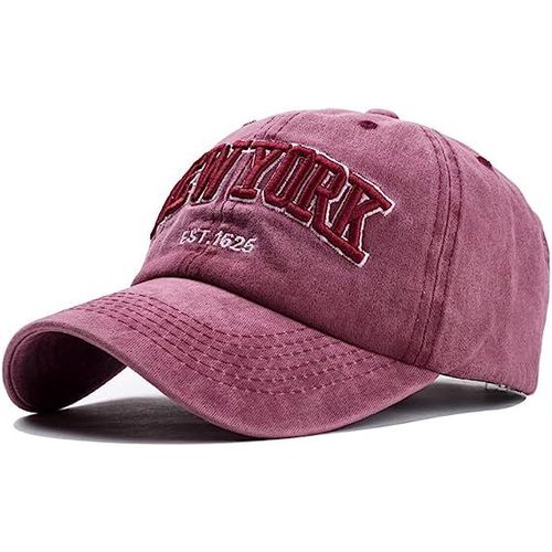 Casquette De Baseball, Unisexe Vintage Jeans Chapeau Casquette Réglable Hip-Hop Mode Snapback Sport Casquette Broderie Lettres Casquette De Moto, Rouge