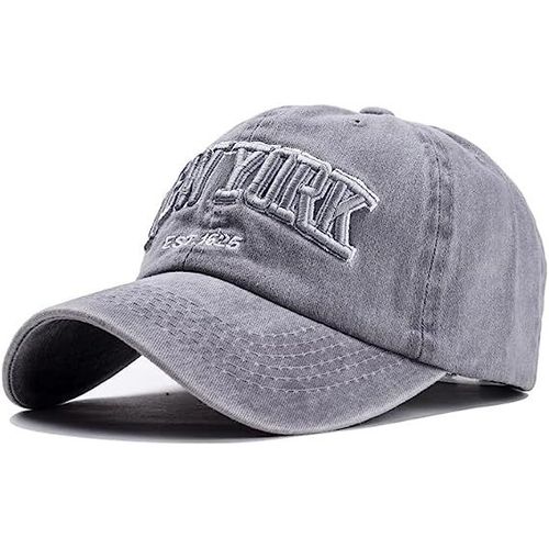 Casquette De Baseball, Unisexe Vintage Jeans Chapeau Casquette Réglable Hip-Hop Mode Snapback Sport Casquette Broderie Lettres Casquette De Moto,Gris