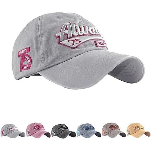 Casquette De Baseball, Unisexe Vintage Jeans Chapeau Casquette Réglable Hip-Hop Mode Snapback Sport Casquette Broderie Lettres Camionneur Casquette De Moto,Gris