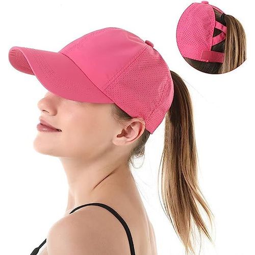 Casquette De Baseball Femmes Hommes Unisexe Casquette D'été Casquette De Sport Casquette Anti Uv Queue De Cheval,Rose(Tour De Tête : 57-58cm)