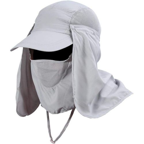 Chapeau Pare-Soleil Détachable 3 En 1 Casquette Intégrale Anti Uv Protection Intégrale Visage Cou Respirant Séchage Rapide(Couleur : Gris)