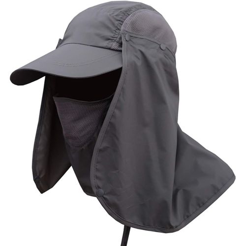 Chapeau Pare-Soleil Détachable 3 En 1 Casquette Intégrale Anti Uv Protection Intégrale Visage Cou Respirant Séchage Rapide (Couleur : Gris Foncé)