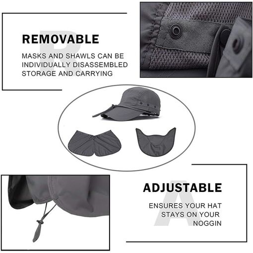 Casquette D'extérieur Avec Protection Nuque Et Visière - UV 50+, Pliable, Séchage Rapide - Pour Randonnée, Camping, Plage (taille 56-59 Cm)