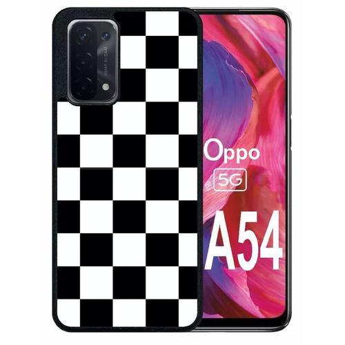 Coque Pour Oppo A54 5g - Carr Noir Et Blanc Damier - Silicone - Noir