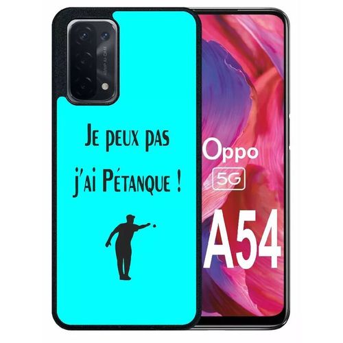 Coque Pour Oppo A54 5g - Je Peux Pas J Ai Petanque Turquoise - Silicone - Noir