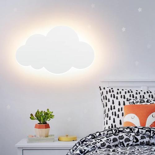 Applique Murale Cloud Light Abat-Jour Acrylique Moderne Avec Lumières Led Intégrées Pour Chambre D'enfants Éclairage Chaud Blanc