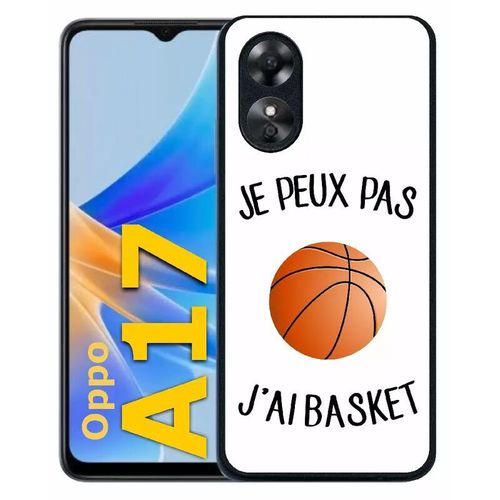 Coque Pour Oppo A17 - Je Peux Pas J Ai Basket Fond Blanc - Silicone - Noir