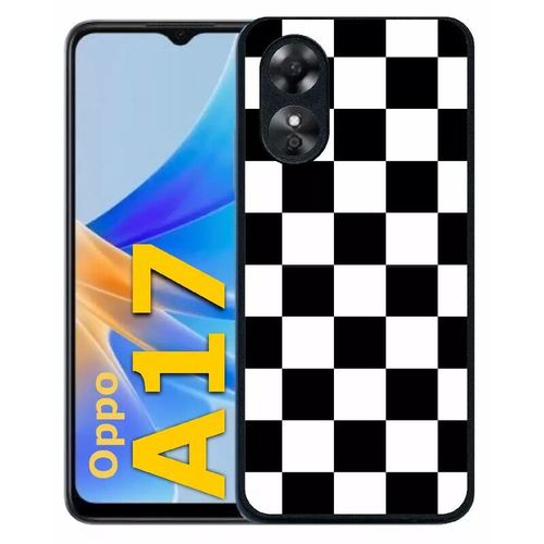 Coque Pour Oppo A17 - Carr Noir Et Blanc Damier - Silicone - Noir