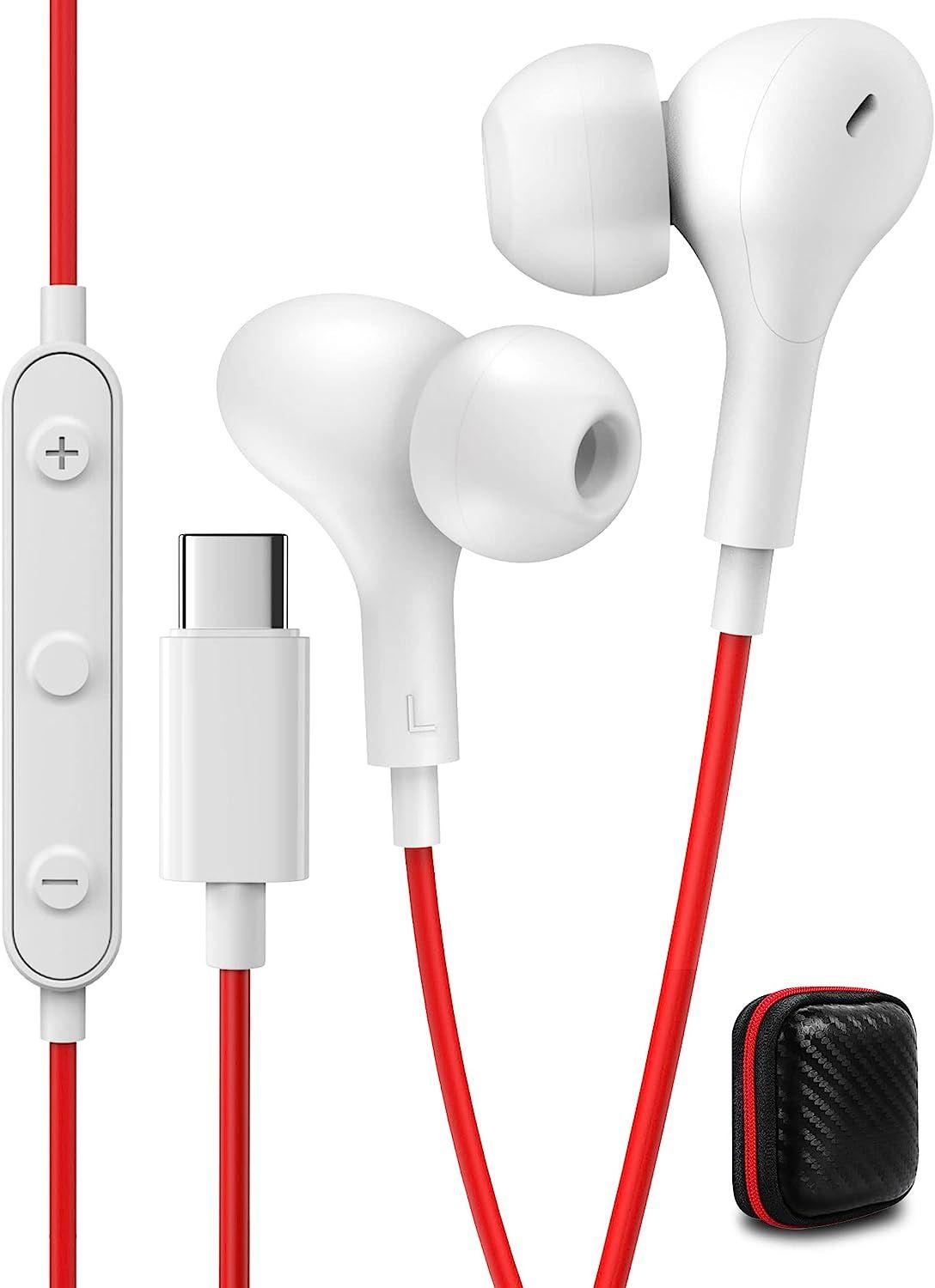 Écouteurs USB C in-Ear avec Microphone Casque USB C pour Samsung Galaxy S23  S22 Ultra S21 S20 FE A53,Casque avec Fil contrôle du Volume HiFi stéréo  pour Xiaomi 12 11T Pixel 7