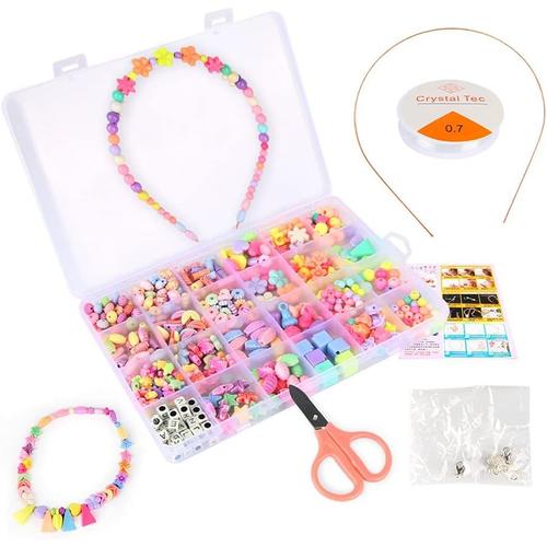 500 Perle Enfant, Perles pour Bracelet Enfant, Kit Perles Bijoux