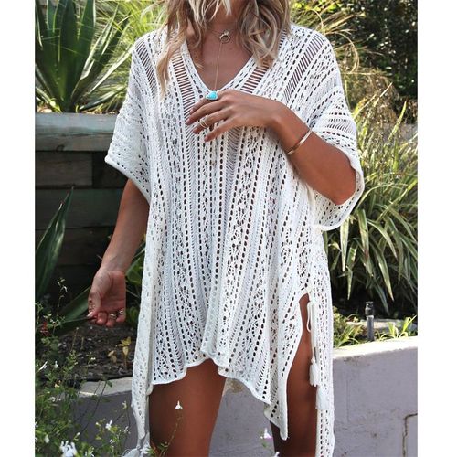 Cover Ups Et Sarongs, Maillot De Bain Femme Dos Ouvert Crochet Dentelle Bikini Maillot De Bain Robe, Blanc