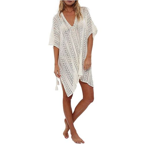 Cover Ups Et Sarongs, Maillot De Bain Femme Dos Ouvert Crochet Dentelle Bikini Maillot De Bain Robe?Beige