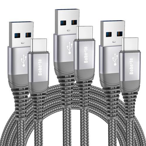 Câble USB C [3m, Lot de 2] Chargeur USB C Nylon Tressé Câble USB