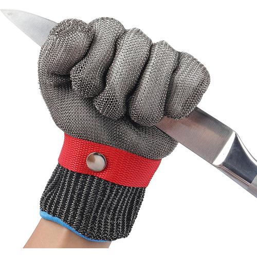 Gant anti-coupure, gants de jardinage, maille en acier inoxydable, gant de travail pour l'abattage, la sculpture sur bois, le boucher (taille S, 225 cm)