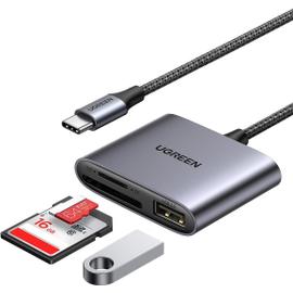 USB C Lecteur de Carte SD avec Port USB Adaptateur Carte Micro SD en  Aluminium 5Gbps