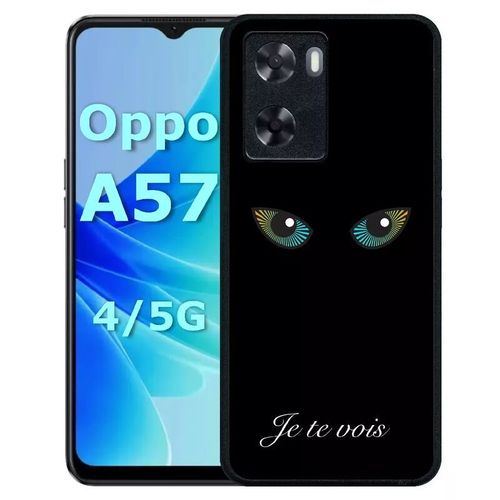 Coque Pour Oppo A57 - Je Te Vois Yeux De Chat - Silicone - Noir