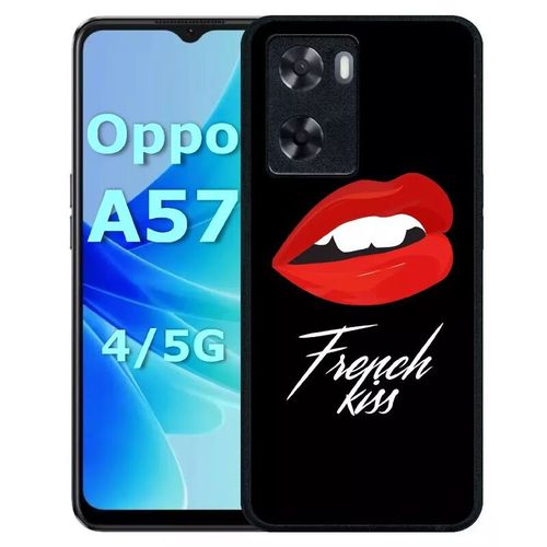 Coque Pour Oppo A57 - French Kiss Bouche - Silicone - Noir