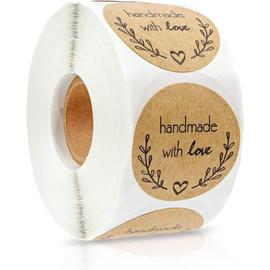 500 Stück Kraft Handmade with Love Stickers,Rouleau D'étiquettes