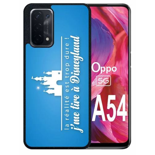 Coque Pour Oppo A54 5g - La Realite Est Tropdure Jme Tire A Disney Fond Turquoise - Silicone - Noir