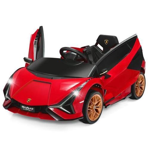 Lamborghini Sian Voiture Électrique 12v/4,5 Ah Pour Enfants 3-8 Ans,Télécommande 2.4g, 2 Moteur, Mp3, Usb, Tf, Radio, Récit, Rouge