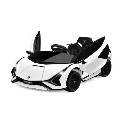 Lamborghini Sian Voiture Électrique 12v/4,5 Ah Pour Enfants 3-8 Ans,Télécommande 2.4g, 2 Moteur, Mp3, Usb, Tf, Radio, Récit, Blanc