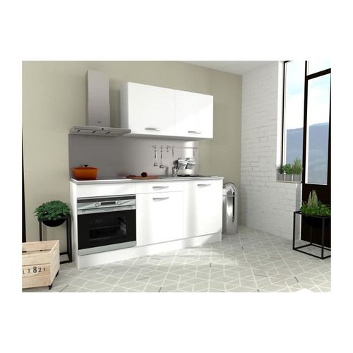Cuisine Complete Oslo - L 180cm - Blanc Mat - Plan De Travail Inclus