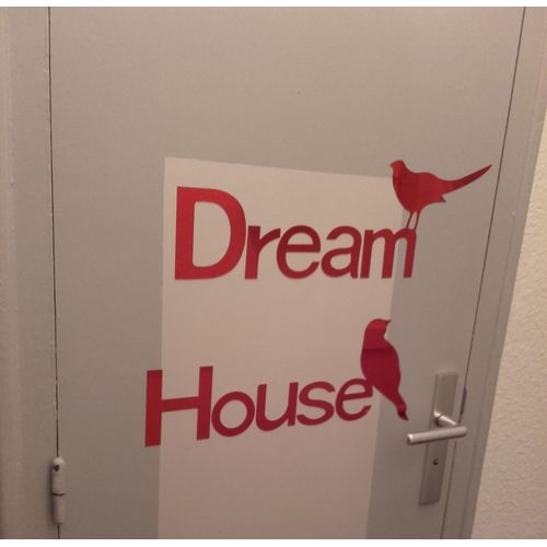 stickers mural rouge dream house oiseaux