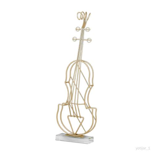 3D Instrument de Musique Statue Figurine Sculpture En Métal Oeuvre Intérieur Or Nordique Ornement pour Bureau Décoration Cadeau Violon Grande Taille
