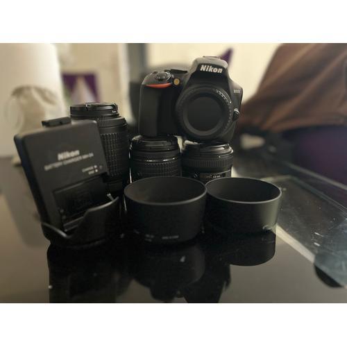 Nikon D3500 reflex 24.2 Mpix + Objectif F55-200mm f/4-5.6 + Objectif AF-P 18-55mm f/3.5-5.6G VR + Objectif AF-S 50mm 1:1.8G