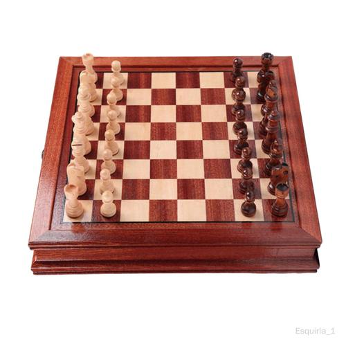 Palissandre Jeu D'échecs Pour Adultes, Morceaux À Et Solide En Bois Échiquier Avec Tiroir De Rangement